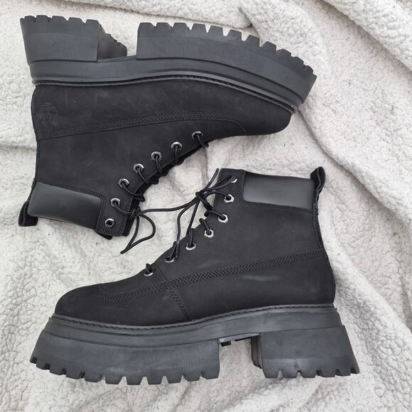 NEW Timberland  Sky 6" Lace-Up Boots BLACK Leather Women's size 10 - Picture 4 of 6